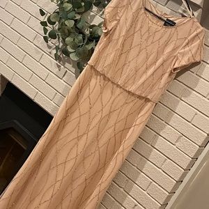 Adrianna Papell Women's Short Sleeve Embellished Overlay Gown